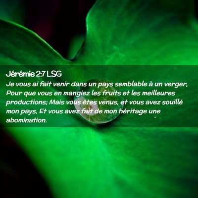Picture 02 - Jérémie 2:7 LSG - Je vous ai fait venir dans un pays semblable à - Bible Verse Picture