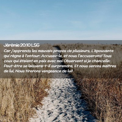Picture 02 - Jérémie 20:10 LSG - Car j'apprends les mauvais propos de plusieurs, - Bible Verse Picture