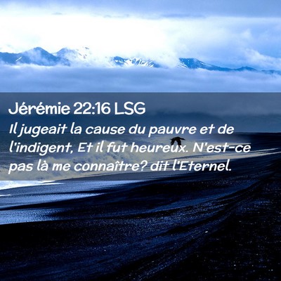 Picture 02 - Jérémie 22:16 LSG - Il jugeait la cause du pauvre et de l'indigent, - Bible Verse Picture