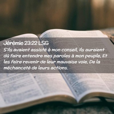 Picture 02 - Jérémie 23:22 LSG - S'ils avaient assisté à mon conseil, Ils - Bible Verse Picture