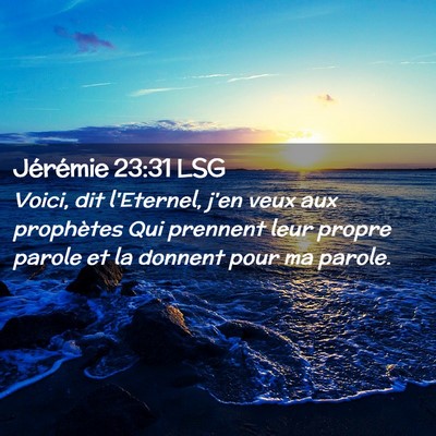 Picture 02 - Jérémie 23:31 LSG - Voici, dit l'Eternel, j'en veux aux prophètes - Bible Verse Picture