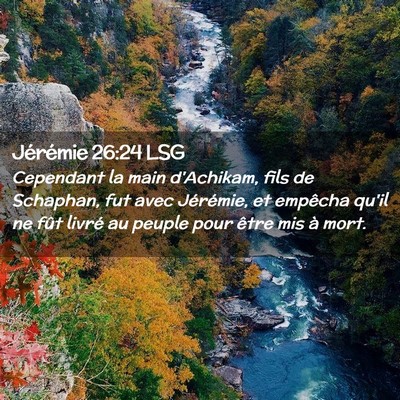 Picture 02 - Jérémie 26:24 LSG - Cependant la main d'Achikam, fils de Schaphan, - Bible Verse Picture
