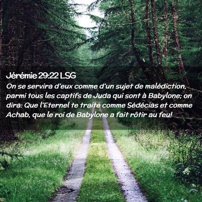 Picture 02 - Jérémie 29:22 LSG - On se servira d'eux comme d'un sujet de - Bible Verse Picture