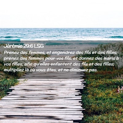 Picture 02 - Jérémie 29:6 LSG - Prenez des femmes, et engendrez des fils et des - Bible Verse Picture