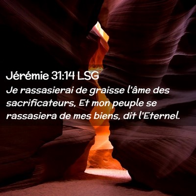 Picture 02 - Jérémie 31:14 LSG - Je rassasierai de graisse l'âme des - Bible Verse Picture