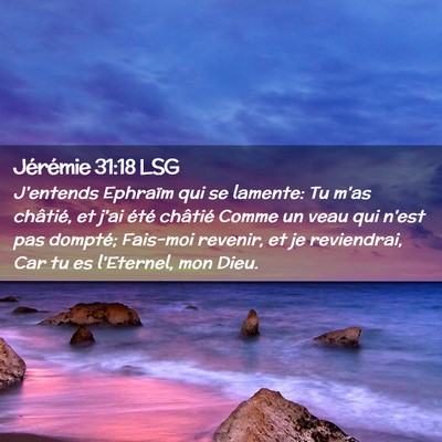Picture 02 - Jérémie 31:18 LSG - J'entends Ephraïm qui se lamente: Tu m'as - Bible Verse Picture