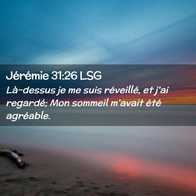 Picture 02 - Jérémie 31:26 LSG - Là-dessus je me suis réveillé, et j'ai - Bible Verse Picture