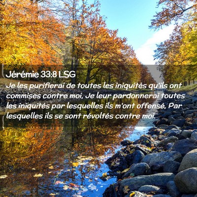 Picture 02 - Jérémie 33:8 LSG - Je les purifierai de toutes les iniquités qu'ils - Bible Verse Picture