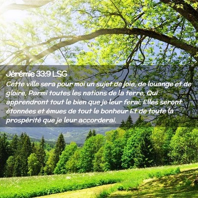 Picture 02 - Jérémie 33:9 LSG - Cette ville sera pour moi un sujet de joie, de - Bible Verse Picture