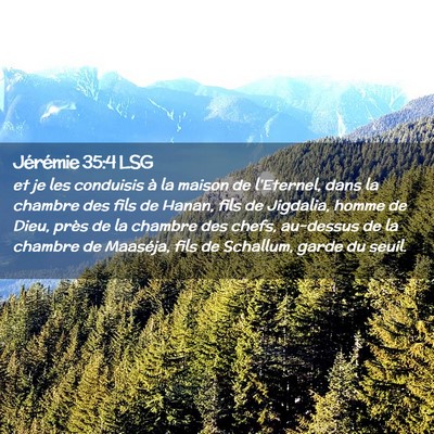 Picture 02 - Jérémie 35:4 LSG - et je les conduisis à la maison de l'Eternel, - Bible Verse Picture
