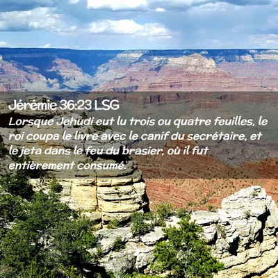 Picture 02 - Jérémie 36:23 LSG - Lorsque Jehudi eut lu trois ou quatre feuilles, - Bible Verse Picture