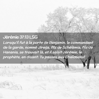 Picture 02 - Jérémie 37:13 LSG - Lorsqu'il fut à la porte de Benjamin, le - Bible Verse Picture