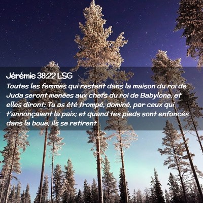 Picture 02 - Jérémie 38:22 LSG - Toutes les femmes qui restent dans la maison du - Bible Verse Picture