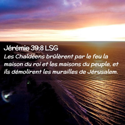 Picture 02 - Jérémie 39:8 LSG - Les Chaldéens brûlèrent par le feu la maison - Bible Verse Picture