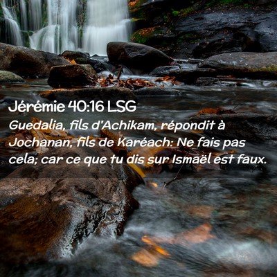 Picture 02 - Jérémie 40:16 LSG - Guedalia, fils d'Achikam, répondit à Jochanan, - Bible Verse Picture