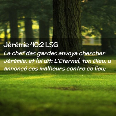Picture 02 - Jérémie 40:2 LSG - Le chef des gardes envoya chercher Jérémie, et - Bible Verse Picture