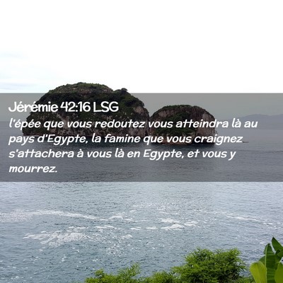Picture 02 - Jérémie 42:16 LSG - l'épée que vous redoutez vous atteindra là au - Bible Verse Picture