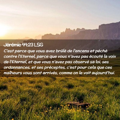 Picture 02 - Jérémie 44:23 LSG - C'est parce que vous avez brûlé de l'encens et - Bible Verse Picture