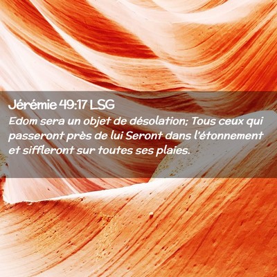 Picture 02 - Jérémie 49:17 LSG - Edom sera un objet de désolation; Tous ceux qui - Bible Verse Picture