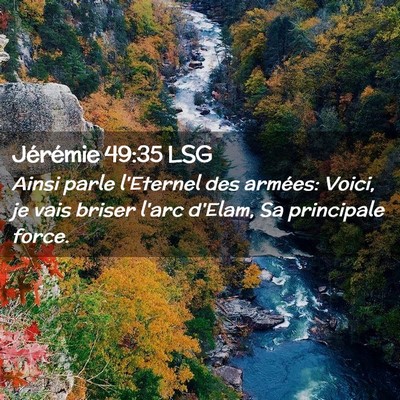 Picture 02 - Jérémie 49:35 LSG - Ainsi parle l'Eternel des armées: Voici, je vais - Bible Verse Picture