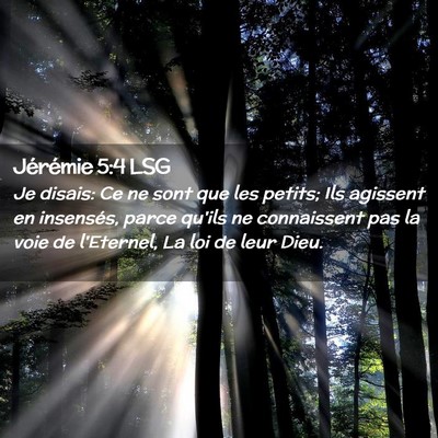 Picture 02 - Jérémie 5:4 LSG - Je disais: Ce ne sont que les petits; Ils - Bible Verse Picture