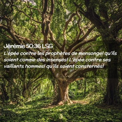 Picture 02 - Jérémie 50:36 LSG - L'épée contre les prophètes de mensonge! - Bible Verse Picture