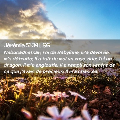 Picture 02 - Jérémie 51:34 LSG - Nebucadnetsar, roi de Babylone, m'a dévorée, - Bible Verse Picture