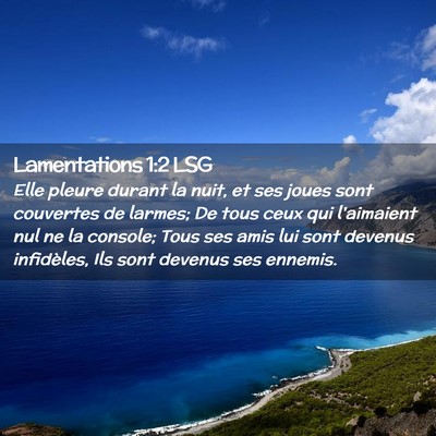 Picture 02 - Lamentations 1:2 LSG - Elle pleure durant la nuit, et ses joues sont - Bible Verse Picture