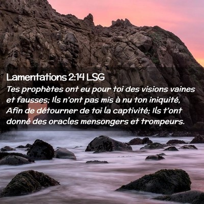 Picture 02 - Lamentations 2:14 LSG - Tes prophètes ont eu pour toi des visions vaines - Bible Verse Picture