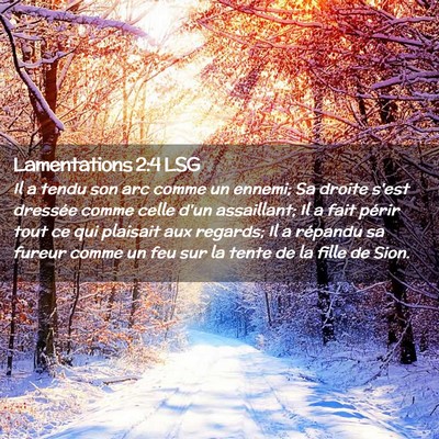 Picture 02 - Lamentations 2:4 LSG - Il a tendu son arc comme un ennemi; Sa droite - Bible Verse Picture