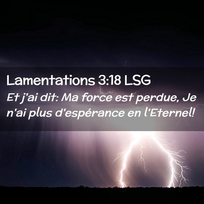 Picture 02 - Lamentations 3:18 LSG - Et j'ai dit: Ma force est perdue, Je n'ai plus - Bible Verse Picture