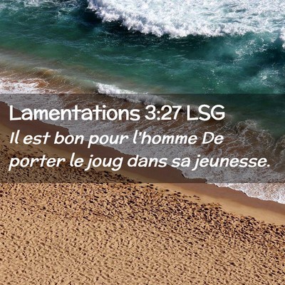 Picture 02 - Lamentations 3:27 LSG - Il est bon pour l'homme De porter le joug dans sa - Bible Verse Picture