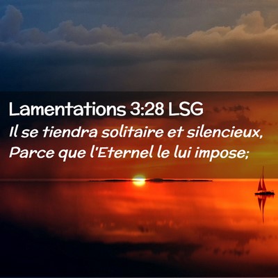 Picture 02 - Lamentations 3:28 LSG - Il se tiendra solitaire et silencieux, Parce que - Bible Verse Picture