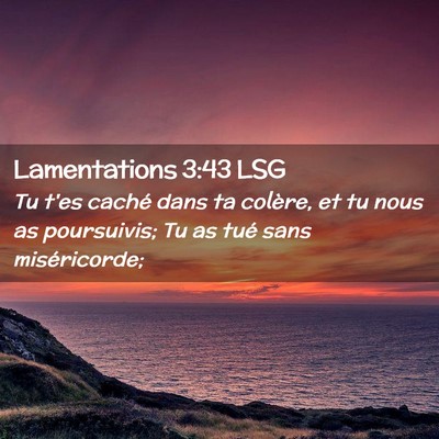 Picture 02 - Lamentations 3:43 LSG - Tu t'es caché dans ta colère, et tu nous as - Bible Verse Picture