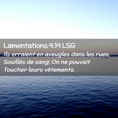 Picture 02 - Lamentations 4:14 LSG - Ils erraient en aveugles dans les rues, Souillés - Bible Verse Picture