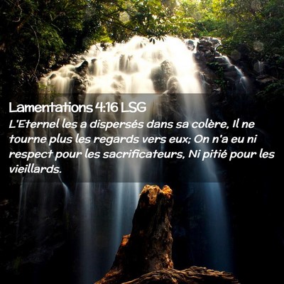 Picture 02 - Lamentations 4:16 LSG - L'Eternel les a dispersés dans sa colère, Il ne - Bible Verse Picture
