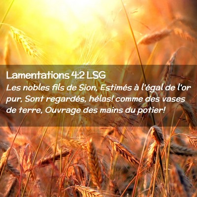 Picture 02 - Lamentations 4:2 LSG - Les nobles fils de Sion, Estimés à l'égal de - Bible Verse Picture