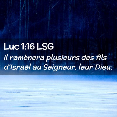 Picture 02 - Luc 1:16 LSG - il ramènera plusieurs des fils d'Israël au - Bible Verse Picture