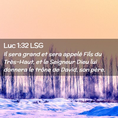 Picture 02 - Luc 1:32 LSG - Il sera grand et sera appelé Fils du Très-Haut, - Bible Verse Picture
