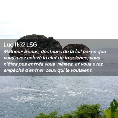 Picture 02 - Luc 11:52 LSG - Malheur à vous, docteurs de la loi! parce que - Bible Verse Picture