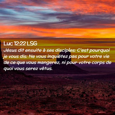 Picture 02 - Luc 12:22 LSG - Jésus dit ensuite à ses disciples: C'est - Bible Verse Picture