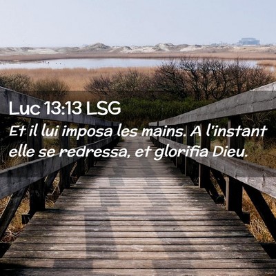 Picture 02 - Luc 13:13 LSG - Et il lui imposa les mains. A l'instant elle se - Bible Verse Picture