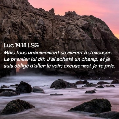 Picture 02 - Luc 14:18 LSG - Mais tous unanimement se mirent à s'excuser. Le - Bible Verse Picture