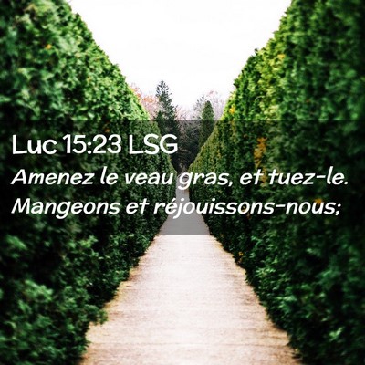 Picture 02 - Luc 15:23 LSG - Amenez le veau gras, et tuez-le. Mangeons et - Bible Verse Picture