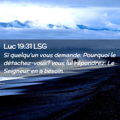 Picture 02 - Luc 19:31 LSG - Si quelqu'un vous demande: Pourquoi le - Bible Verse Picture