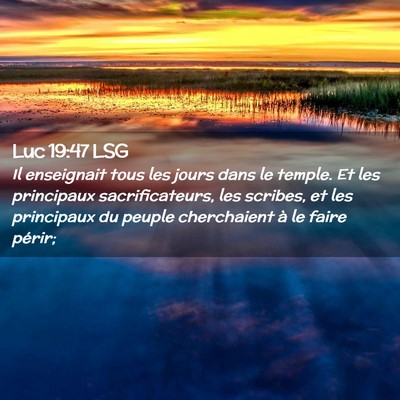 Picture 02 - Luc 19:47 LSG - Il enseignait tous les jours dans le temple. Et - Bible Verse Picture