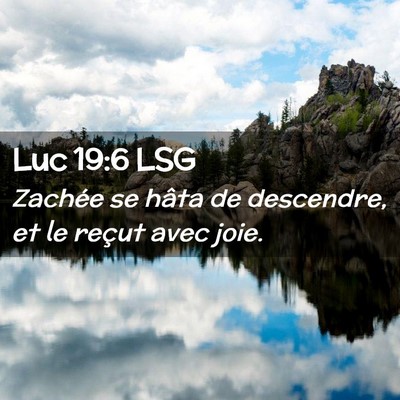 Picture 02 - Luc 19:6 LSG - Zachée se hâta de descendre, et le reçut avec - Bible Verse Picture
