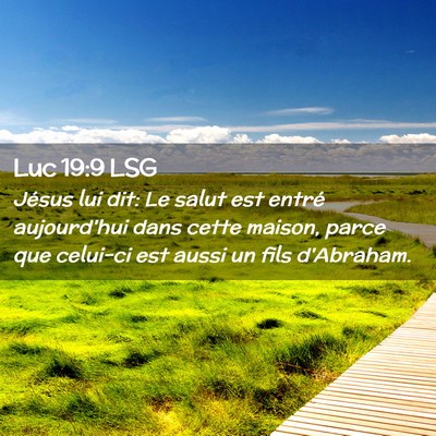Picture 02 - Luc 19:9 LSG - Jésus lui dit: Le salut est entré aujourd'hui - Bible Verse Picture