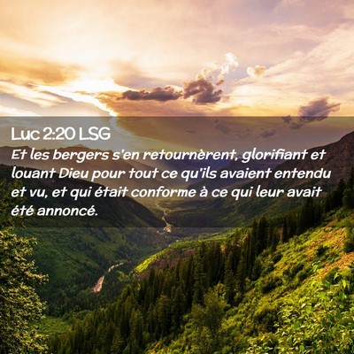 Picture 02 - Luc 2:20 LSG - Et les bergers s'en retournèrent, glorifiant et - Bible Verse Picture