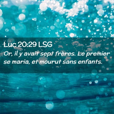 Picture 02 - Luc 20:29 LSG - Or, il y avait sept frères. Le premier se maria, - Bible Verse Picture